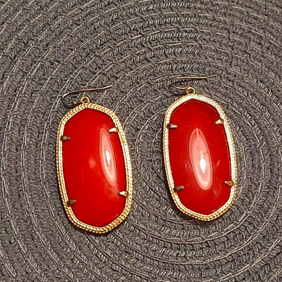 Kendra Scott Danielle drop earrings in bright red and gold VVG preloved conditio - Picture 1 of 9